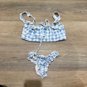 Blue and White Checkered Bikini Set